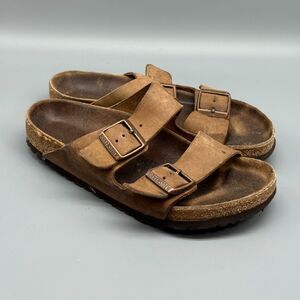 Birkenstock Arizona Women's 7 Brown Leather Sandals Slip-On Open Toe Buckle